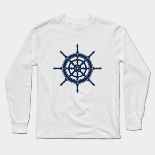 Nautical rudder / Navy blue Long Sleeve T-Shirt